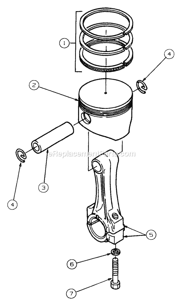 Piston Diagram and Parts List for 2146 13A-224F100 Cub Cadet Lawn Tractor